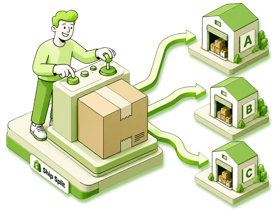 Ship Split hero illustration showing vendor based routing.